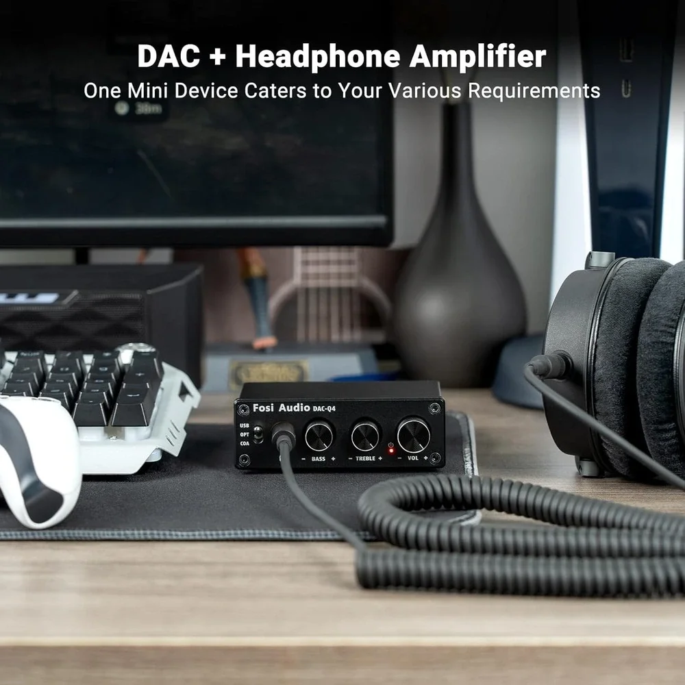 Fosi Audio Q4 DAC Headphone Amp USB Optical Coaxial 3.5mm RCA Desktop‎ Converter